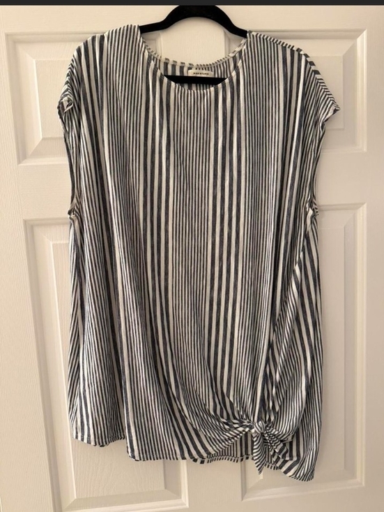 Max Studio Tops - Max Studio Blue & White Striped Knot-Hem Blouse